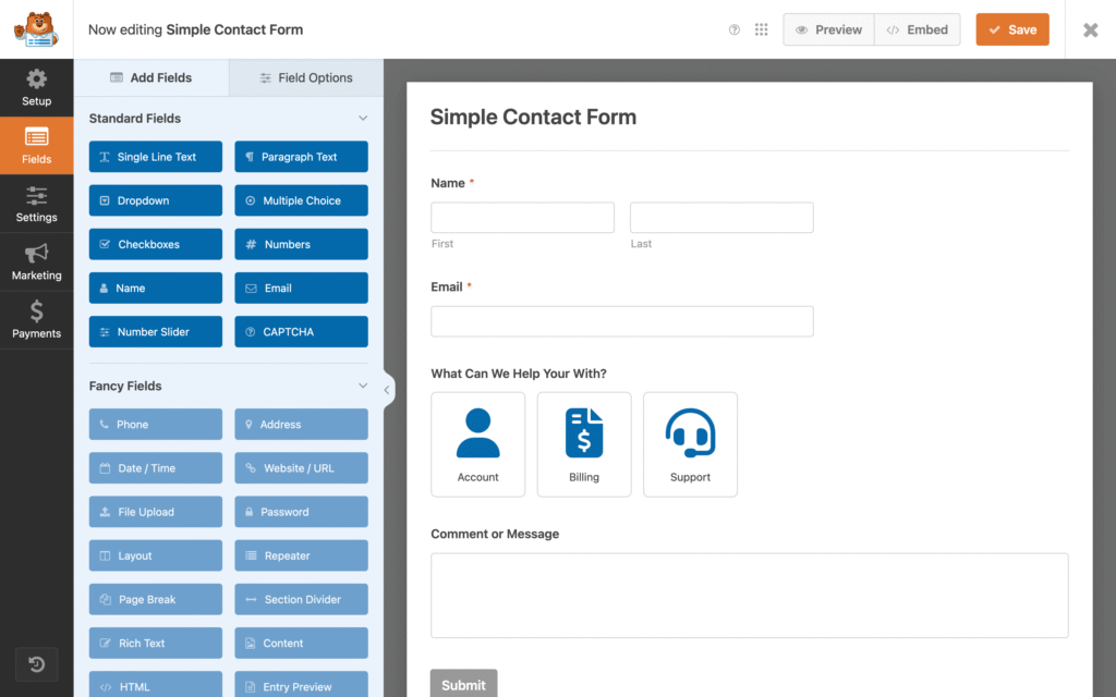 wpform lite free contact form plugin