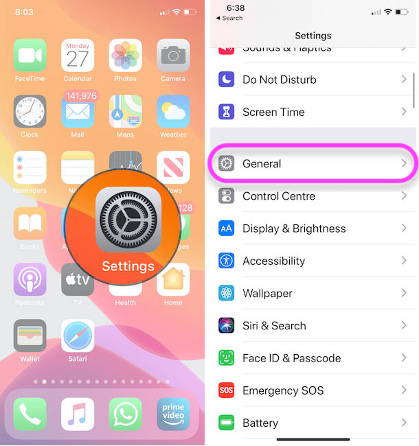 iphone setting general