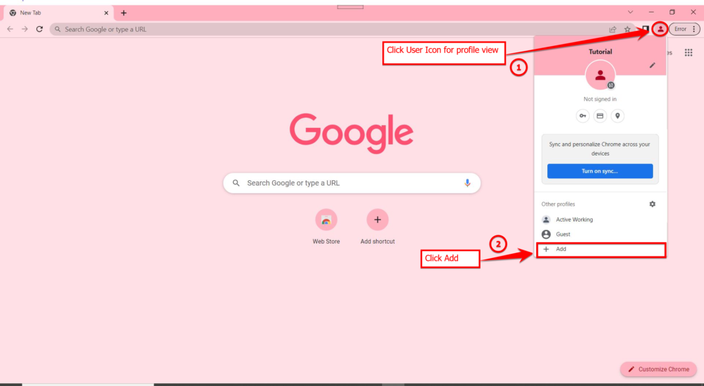 Creating User Profile in Google Chrome