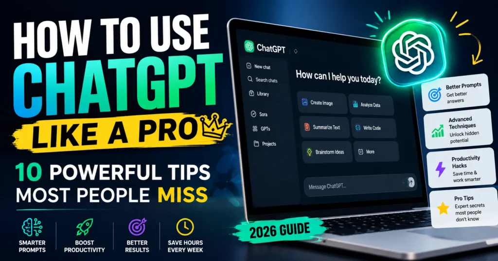 Image Alt Text: How to use ChatGPT like a pro with 10 powerful tips and advanced AI productivity techniques in 2026